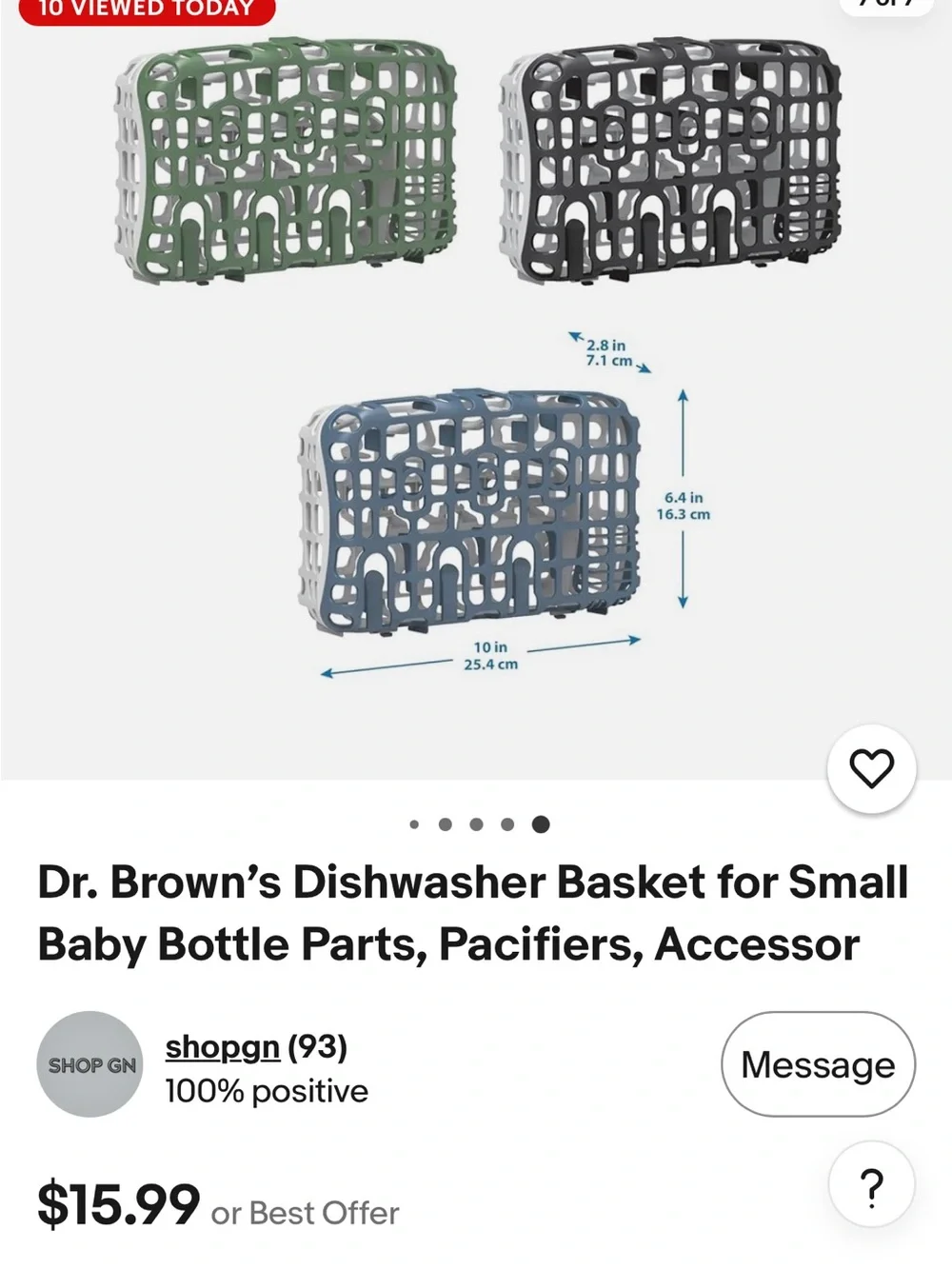 Dr. Brown’s Dishwasher Basket for Small Baby Bottle Parts Green